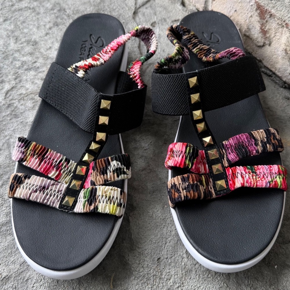 Skechers Yoga Foam Slingback Sandals Multicolor Strappy Comfort Women's 10